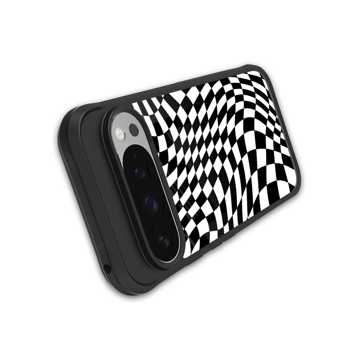 Trippy BW Checkers stylish phone case for google pixel 9 pro | glossy glass and slim fit