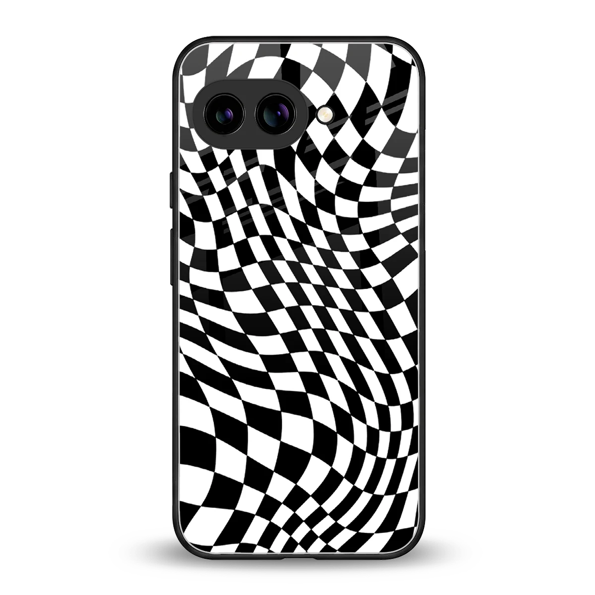 Trippy BW Checkers back phone cover | glass case for google pixel 9a