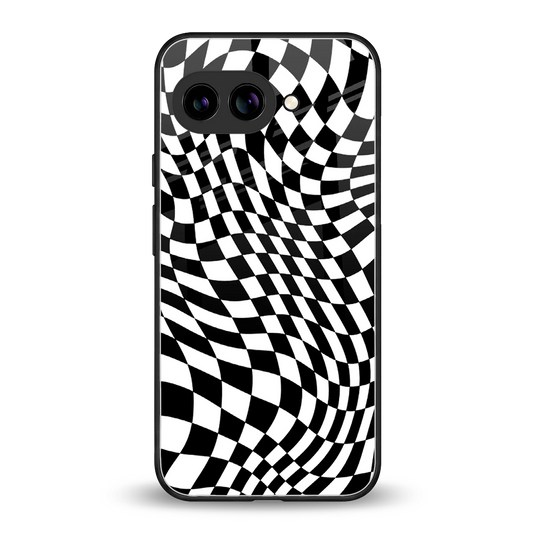 Trippy BW Checkers back phone cover | glass case for google pixel 10a