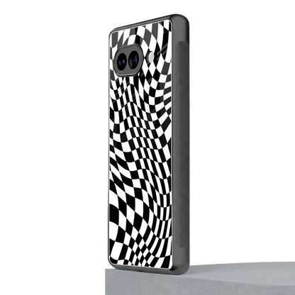 Trippy BW Checkers google pixel 9a mobile cover | shockproof glass phone case
