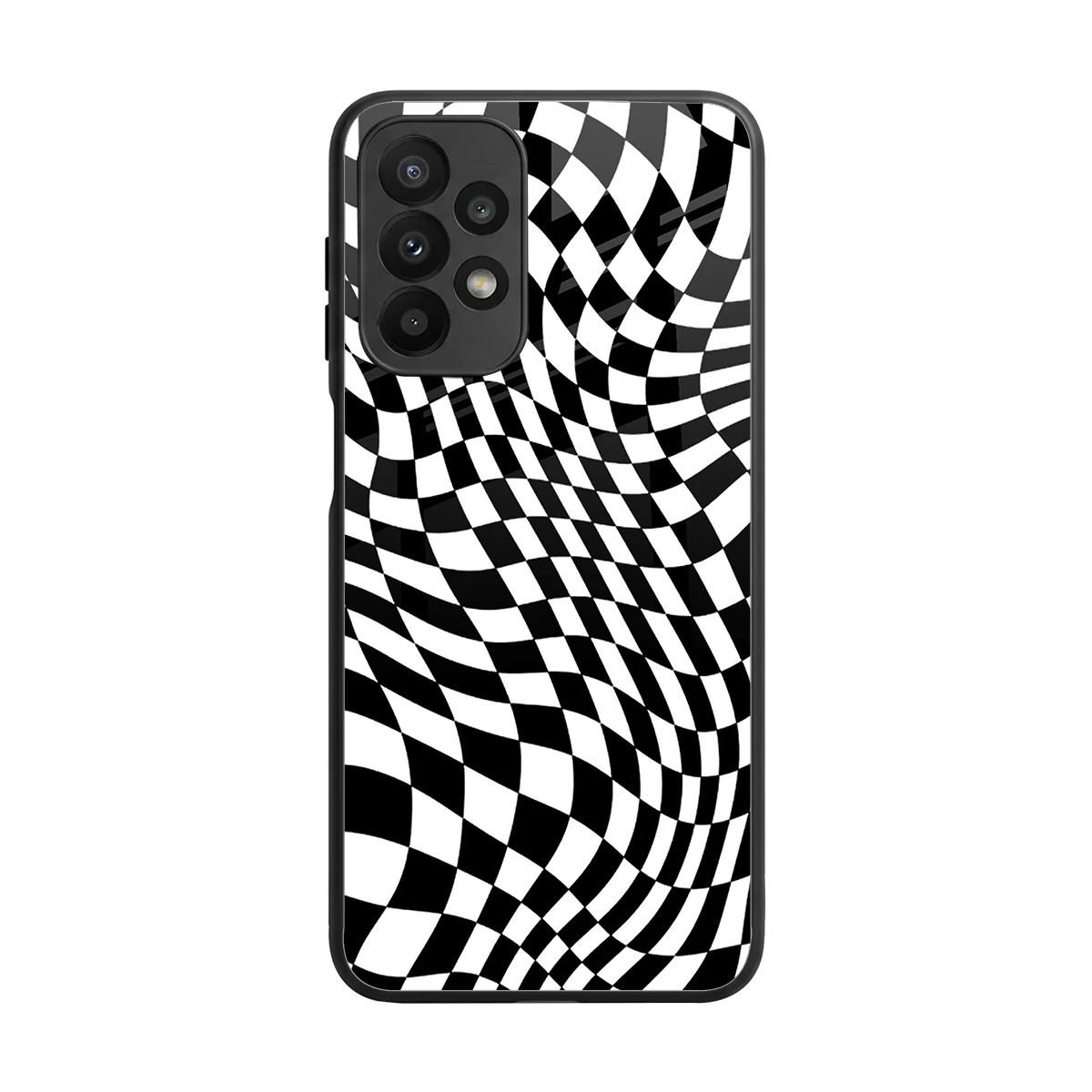 Trippy BW Checkers back phone cover | glass case for samsung galaxy a23