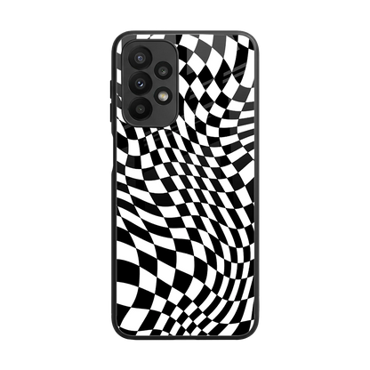 Trippy BW Checkers back phone cover | glass case for samsung galaxy a23