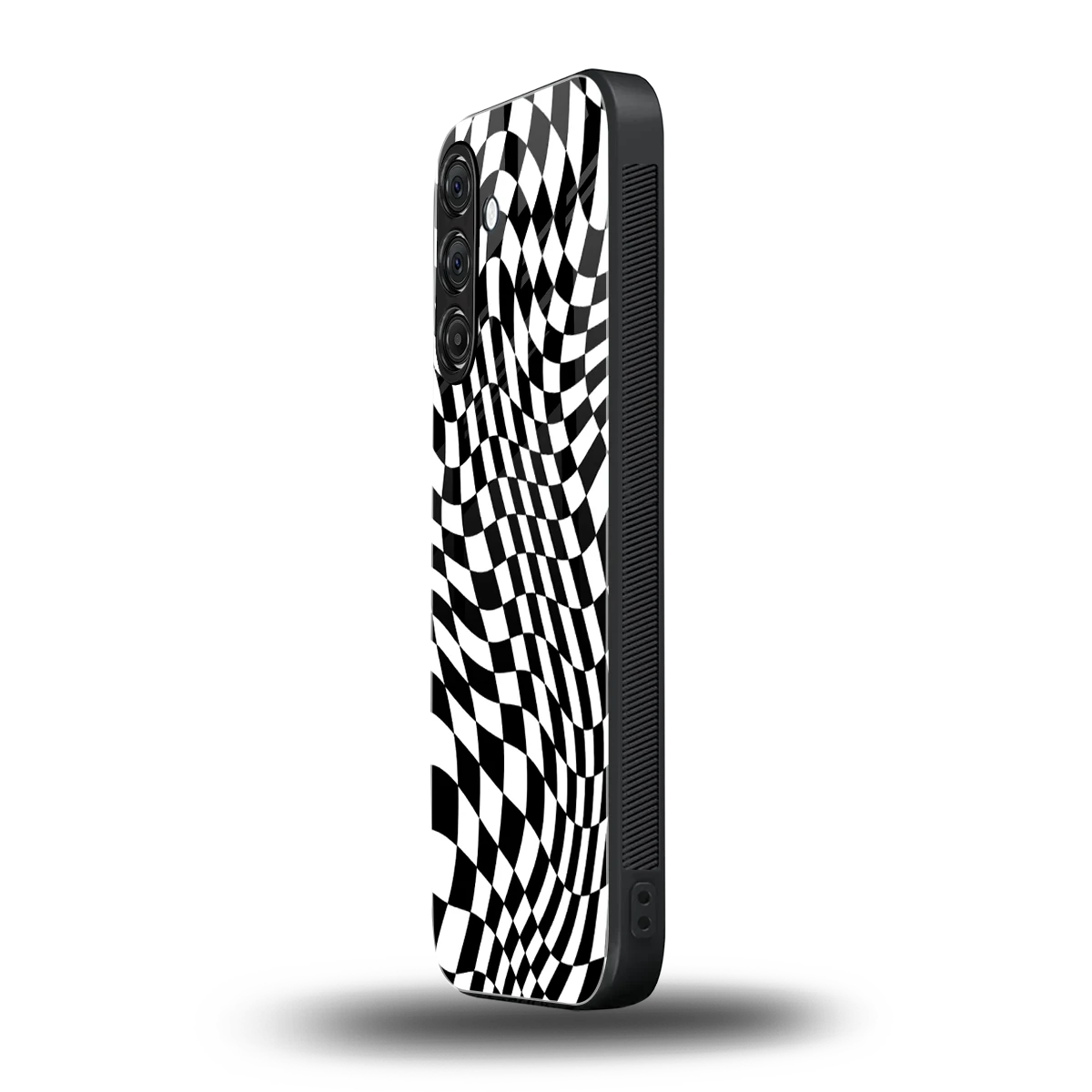 Trippy BW Checkers samsung galaxy m35 5g mobile cover | shockproof glass phone case