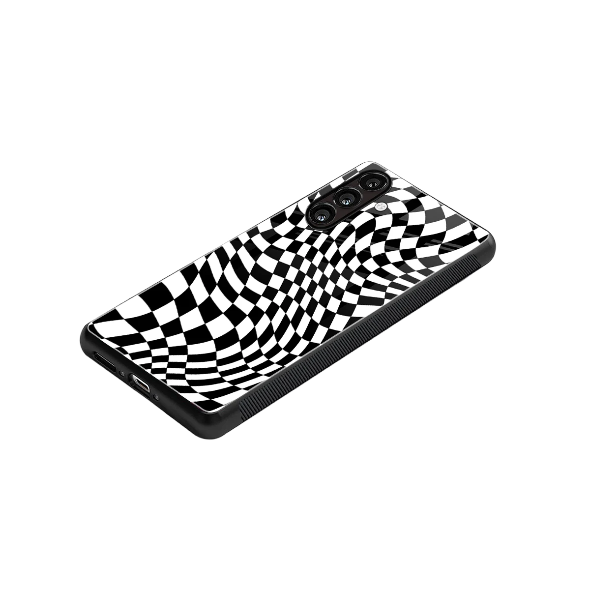 Trippy BW Checkers stylish phone case for samsung galaxy a56 5g | glossy glass and slim fit