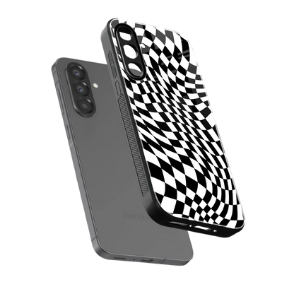 Trippy BW Checkers sleek samsung galaxy a56 5g cover with tempered glass back and TPU edges