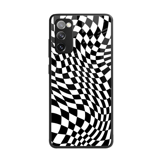 Trippy BW Checkers back phone cover | glass case for samsung galaxy s20 fe