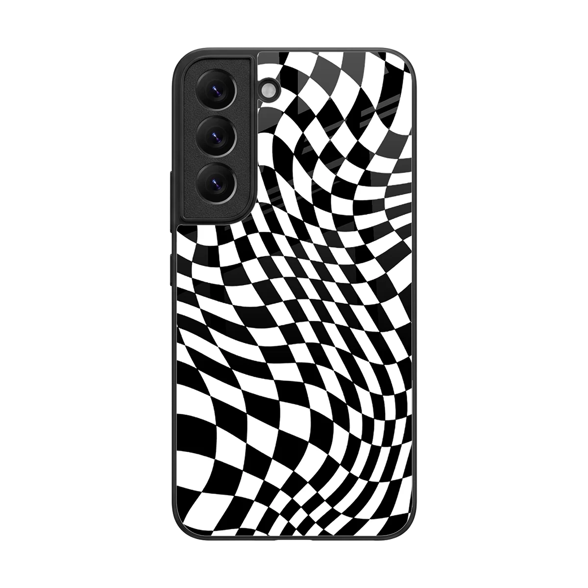 Trippy BW Checkers back phone cover | glass case for samsung galaxy s22