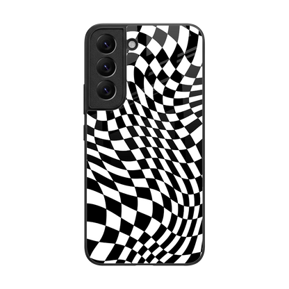 Trippy BW Checkers back phone cover | glass case for samsung galaxy s22