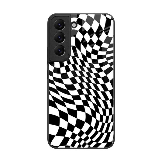 Trippy BW Checkers back phone cover | glass case for samsung galaxy s22