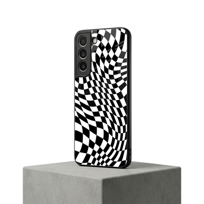 Trippy BW Checkers samsung galaxy s22 mobile cover | shockproof glass phone case