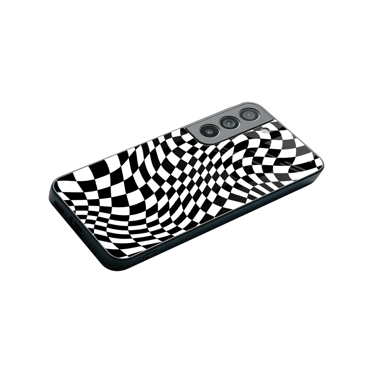 Trippy BW Checkers stylish phone case for samsung galaxy s22 | glossy glass and slim fit