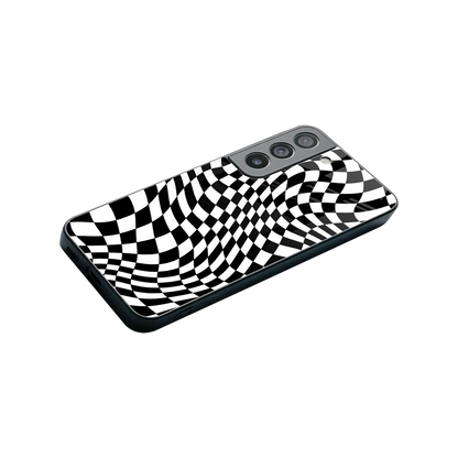 Trippy BW Checkers stylish phone case for samsung galaxy s22 | glossy glass and slim fit