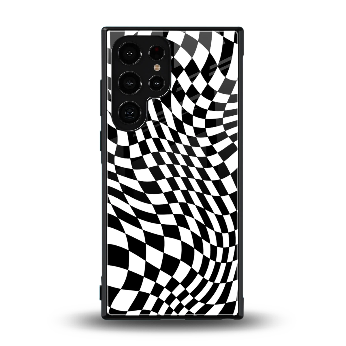 Trippy BW Checkers back phone cover | glass case for samsung galaxy s24 ultra