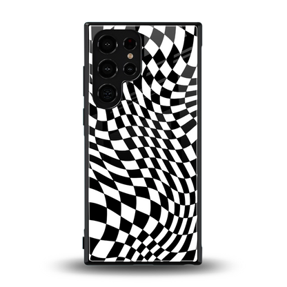 Trippy BW Checkers back phone cover | glass case for samsung galaxy s24 ultra
