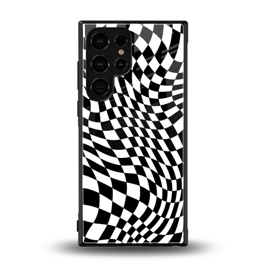 Trippy BW Checkers back phone cover | glass case for samsung galaxy s24 ultra
