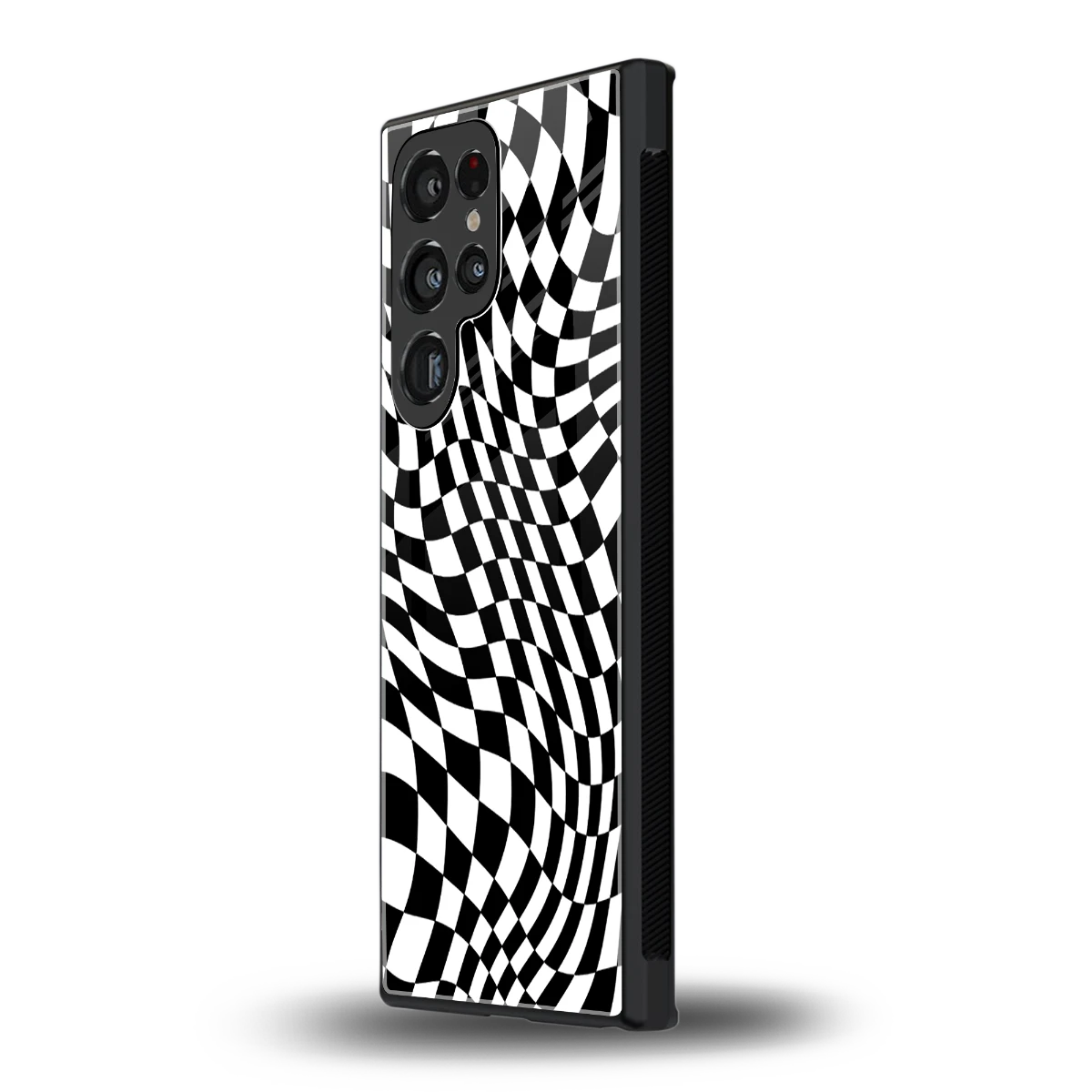 Trippy BW Checkers samsung galaxy s24 ultra mobile cover | shockproof glass phone case
