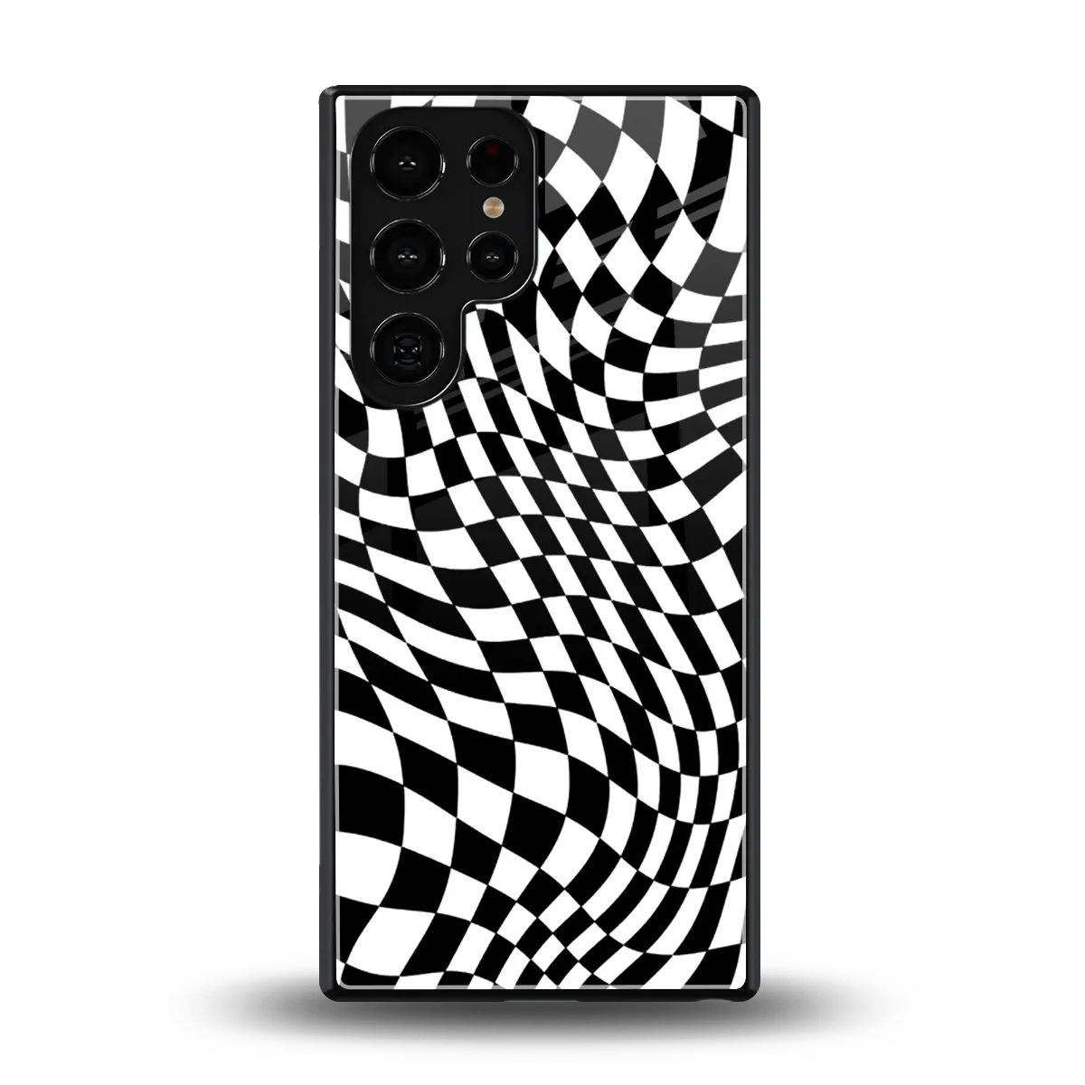 Trippy BW Checkers back phone cover | glass case for samsung galaxy s25 ultra