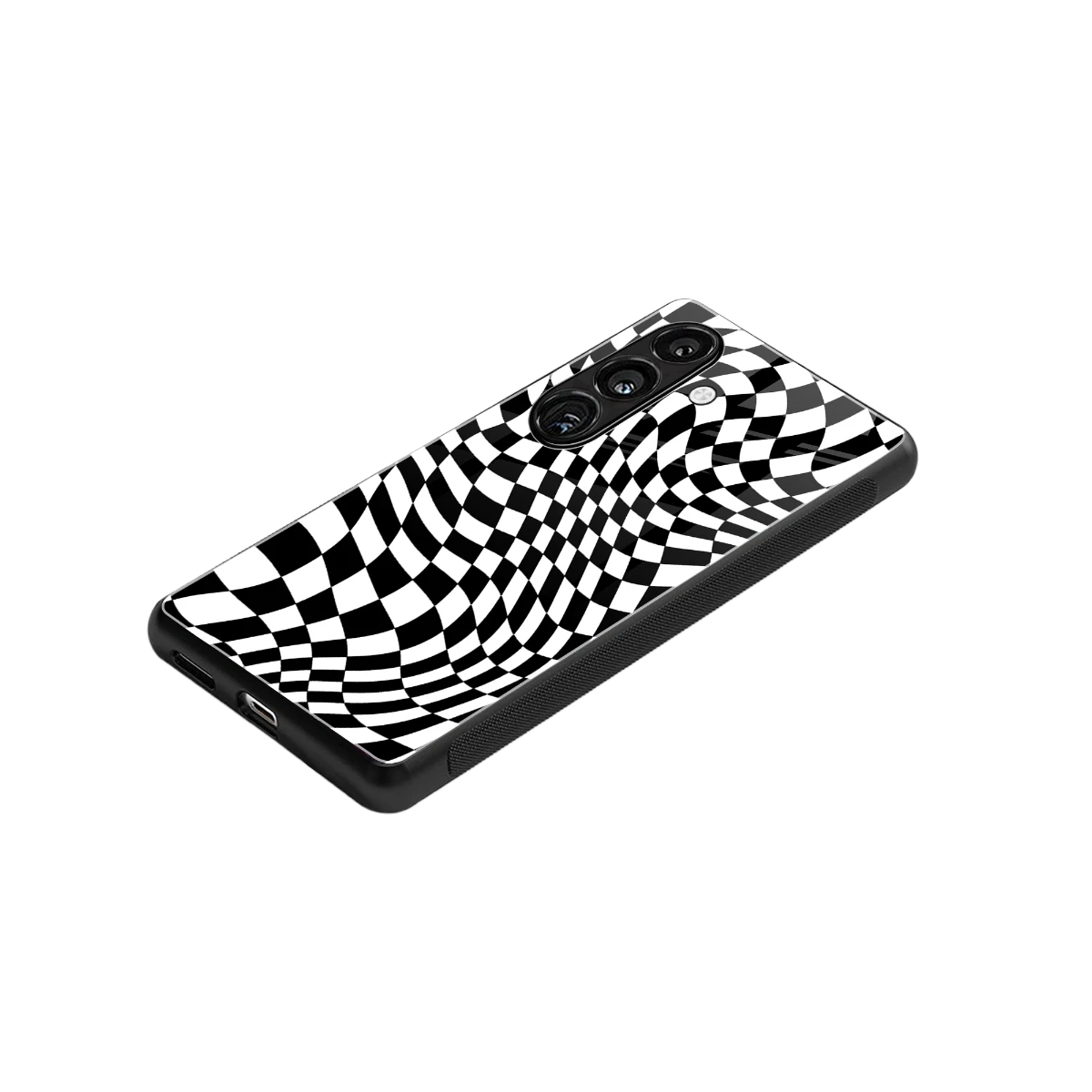 Trippy BW Checkers stylish phone case for samsung galaxy s24 | glossy glass and slim fit