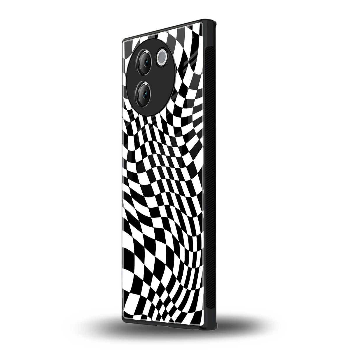 Trippy BW Checkers vivo v30e mobile cover | shockproof glass phone case