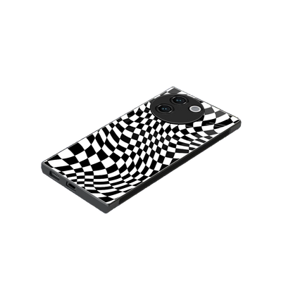 Trippy BW Checkers stylish phone case for vivo v30e | glossy glass and slim fit