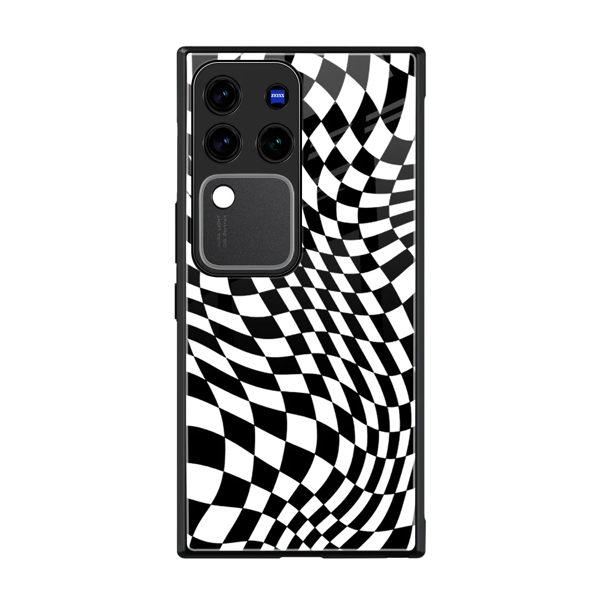 Trippy BW Checkers back phone cover | glass case forvivo v30 pro