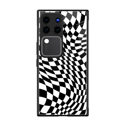 Trippy BW Checkers back phone cover | glass case forvivo v30 pro