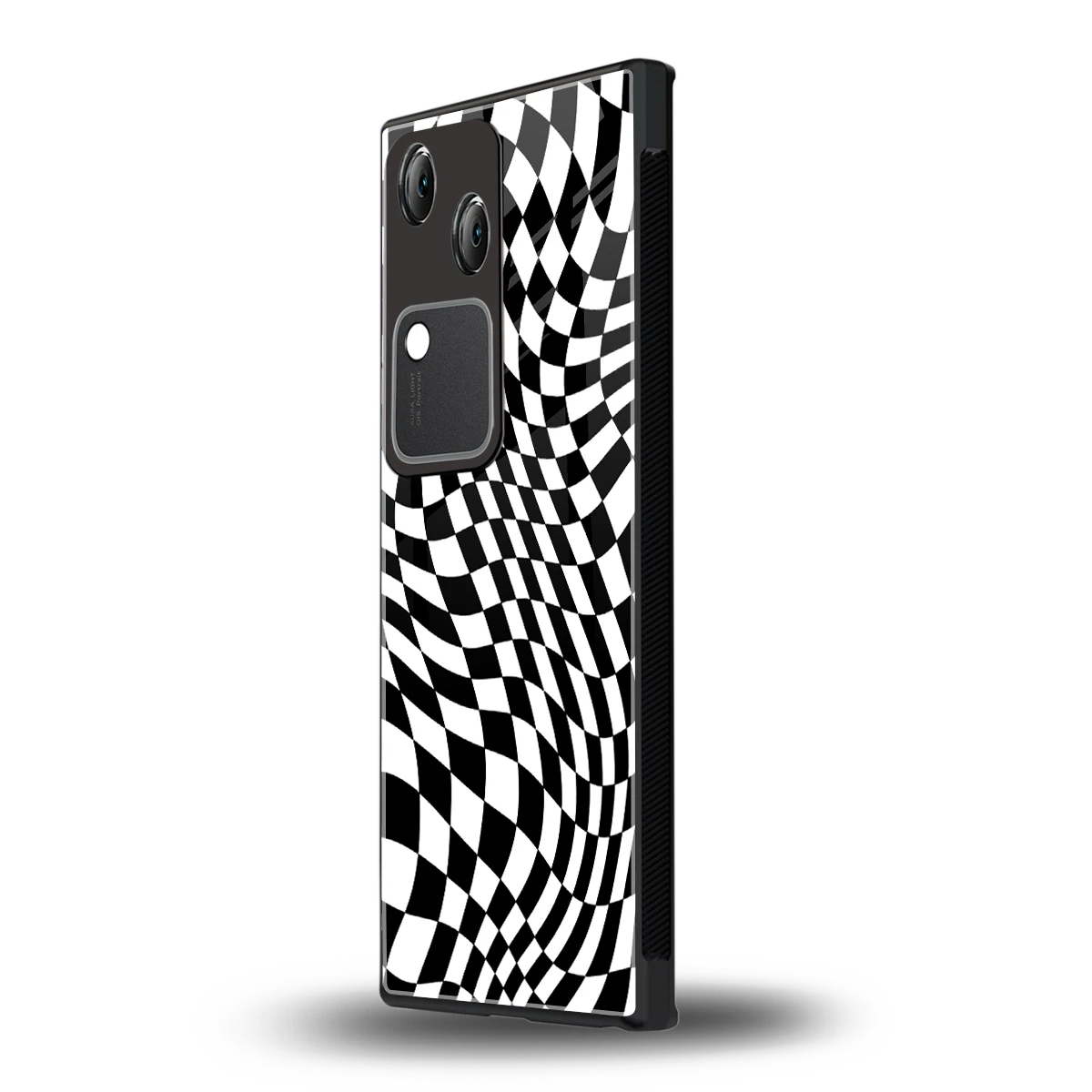 Trippy BW Checkers vivo v30 mobile cover | shockproof glass phone case