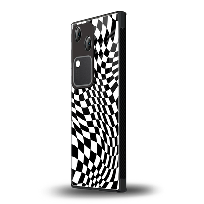 Trippy BW Checkers vivo v30 mobile cover | shockproof glass phone case