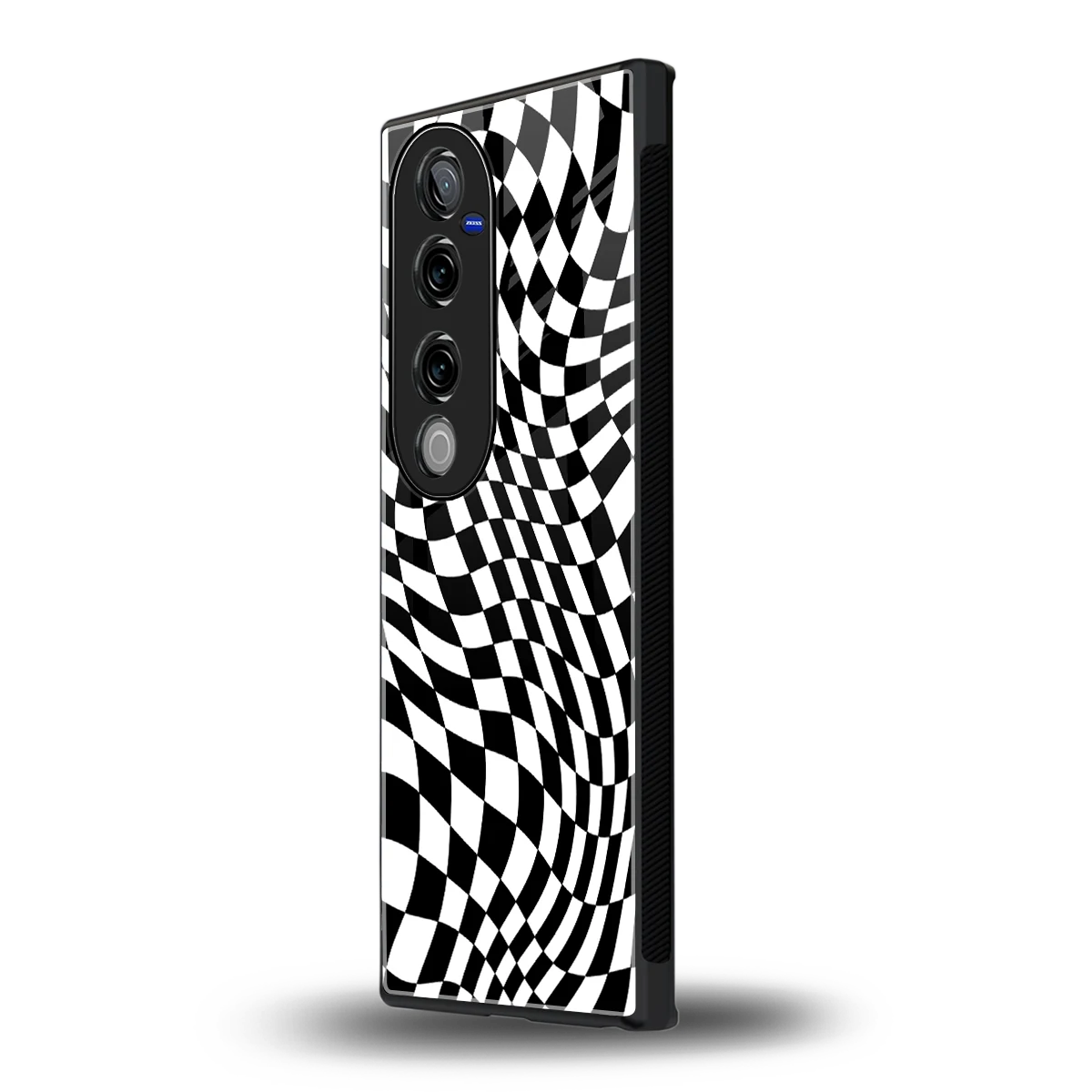 Trippy BW Checkers vivo v40 pro mobile cover | shockproof glass phone case
