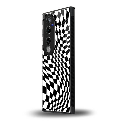 Trippy BW Checkers vivo v40 pro mobile cover | shockproof glass phone case