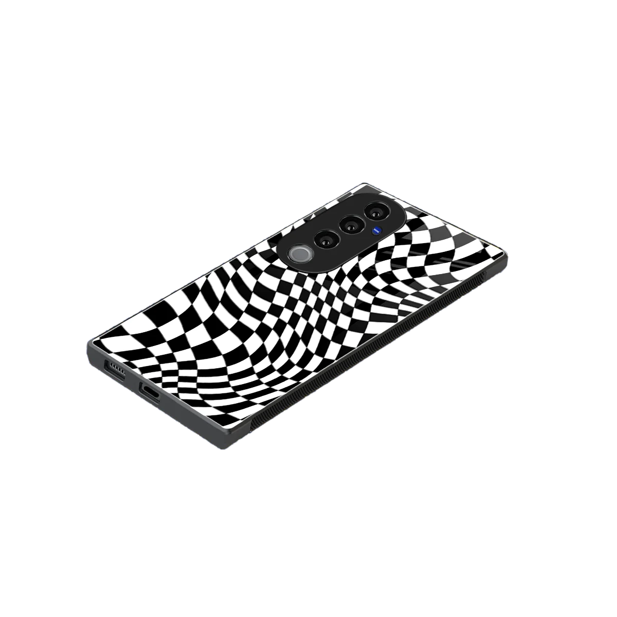 Trippy BW Checkers stylish phone case for vivo v40 pro | glossy glass and slim fit