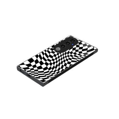 Trippy BW Checkers stylish phone case for vivo v40 pro | glossy glass and slim fit