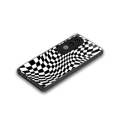 Trippy BW Checkers stylish phone case for vivo v40e | glossy glass and slim fit