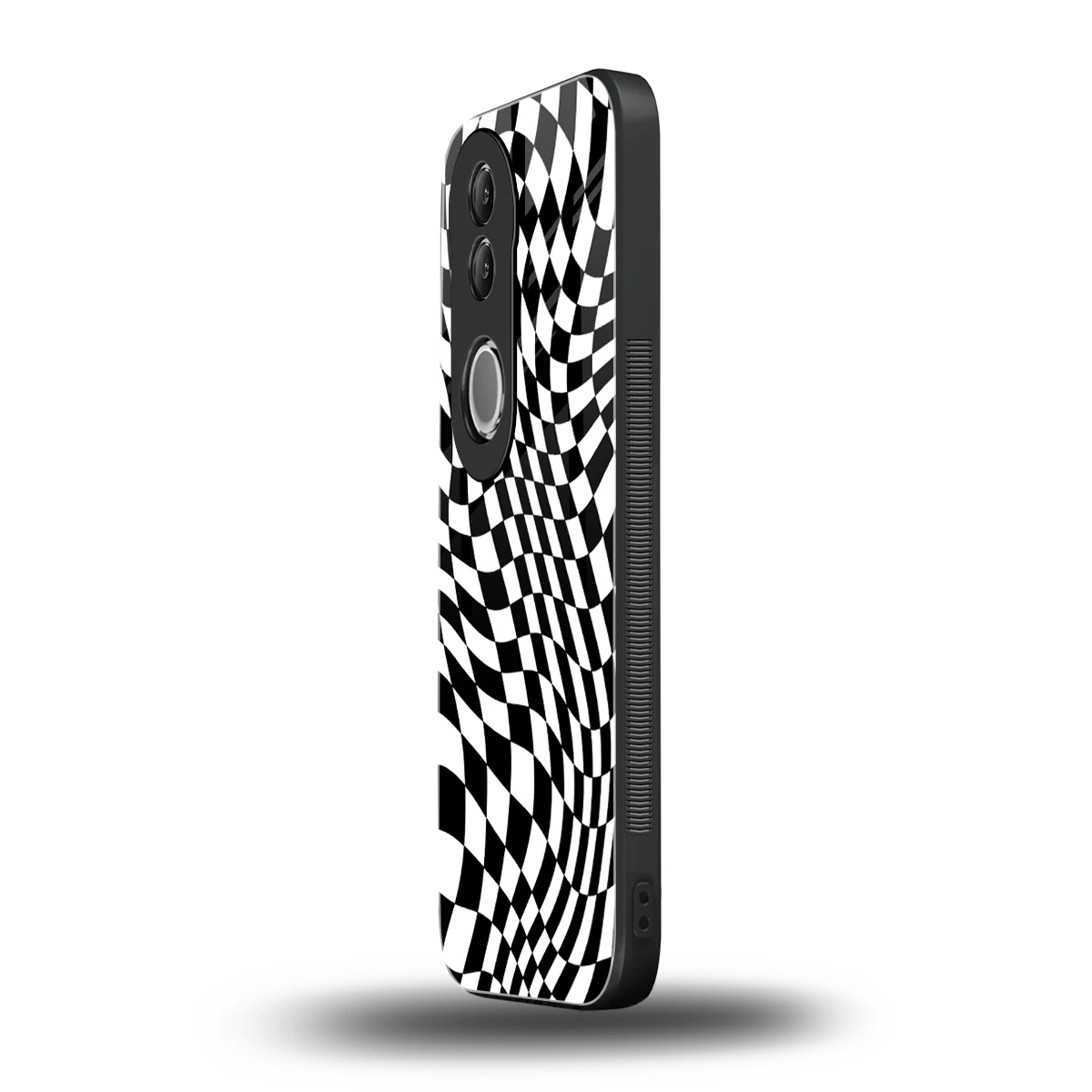 Trippy BW Checkers vivo v50 mobile cover | shockproof glass phone case