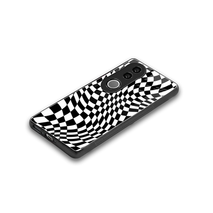 Trippy BW Checkers stylish phone case for vivo v50 | glossy glass and slim fit
