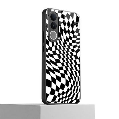 Trippy BW Checkers vivo v70 fe mobile cover | shockproof glass phone case