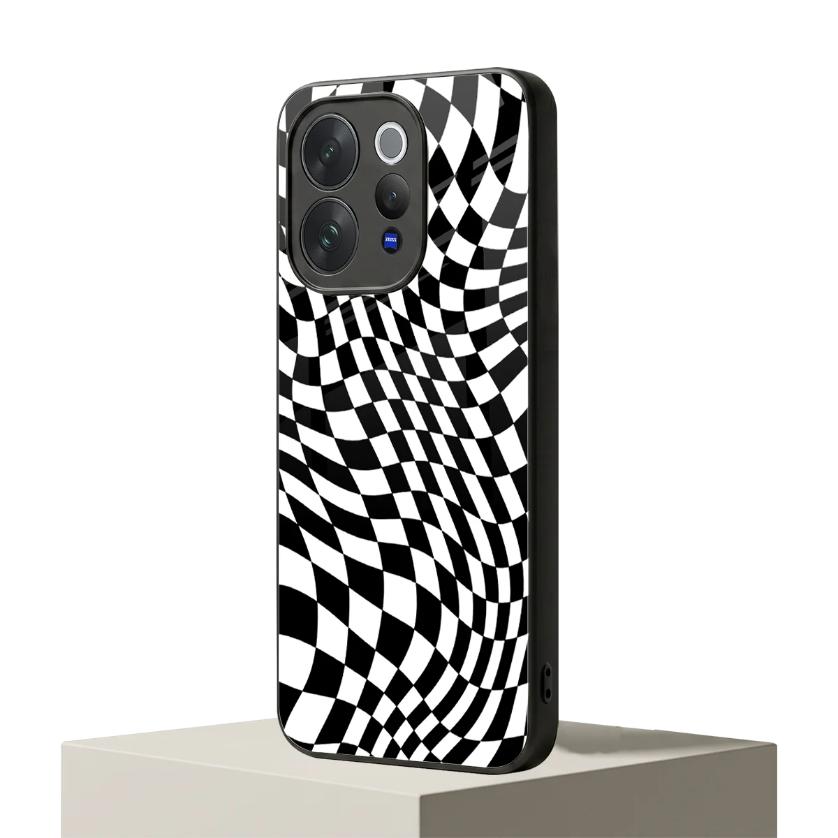 Trippy BW Checkers vivo v70 mobile cover | shockproof glass phone case
