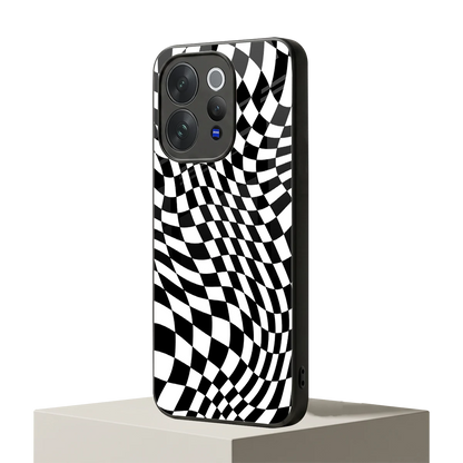 Trippy BW Checkers vivo v70 mobile cover | shockproof glass phone case