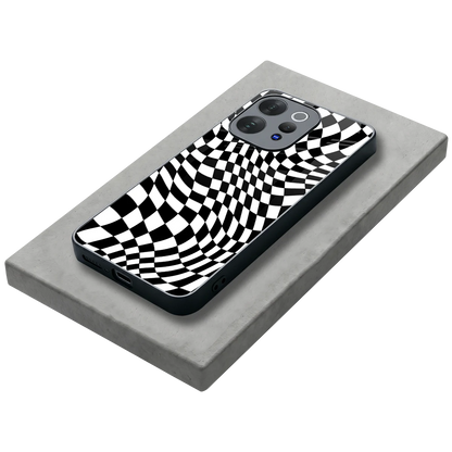 Trippy BW Checkers stylish phone case for vivo v70 elite | glossy glass and slim fit