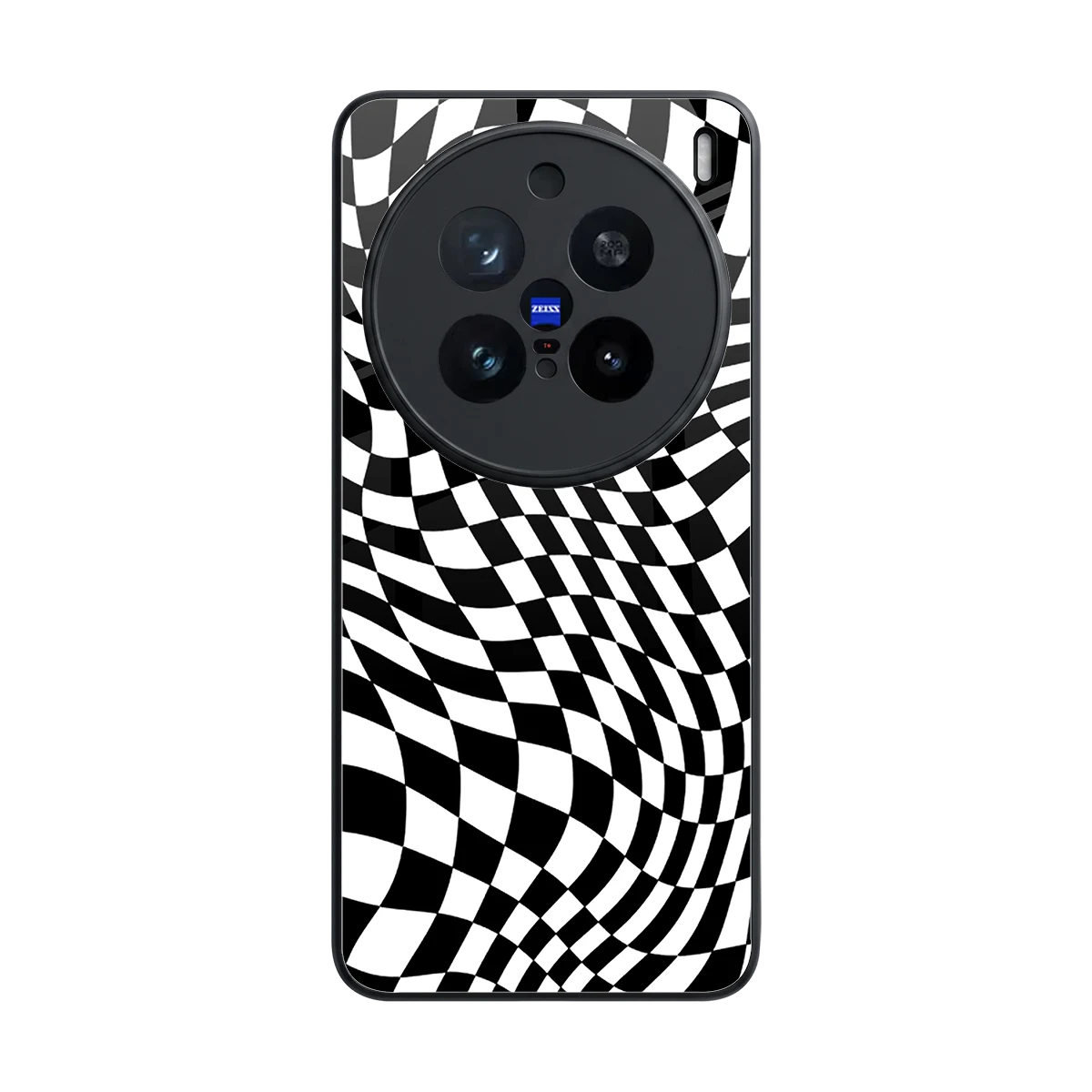 Trippy BW Checkers back phone cover | glass case for vivo x200 pro
