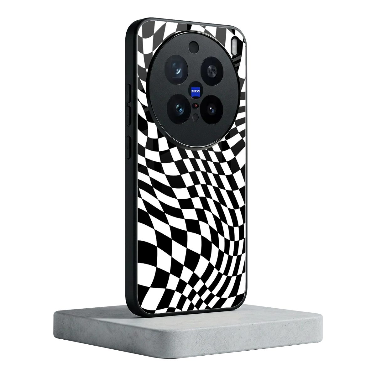Trippy BW Checkers vivo x200 pro mobile cover | shockproof glass phone case