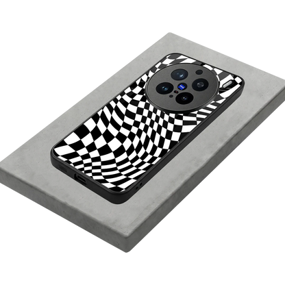 Trippy BW Checkers stylish phone case for vivo x200 pro | glossy glass and slim fit