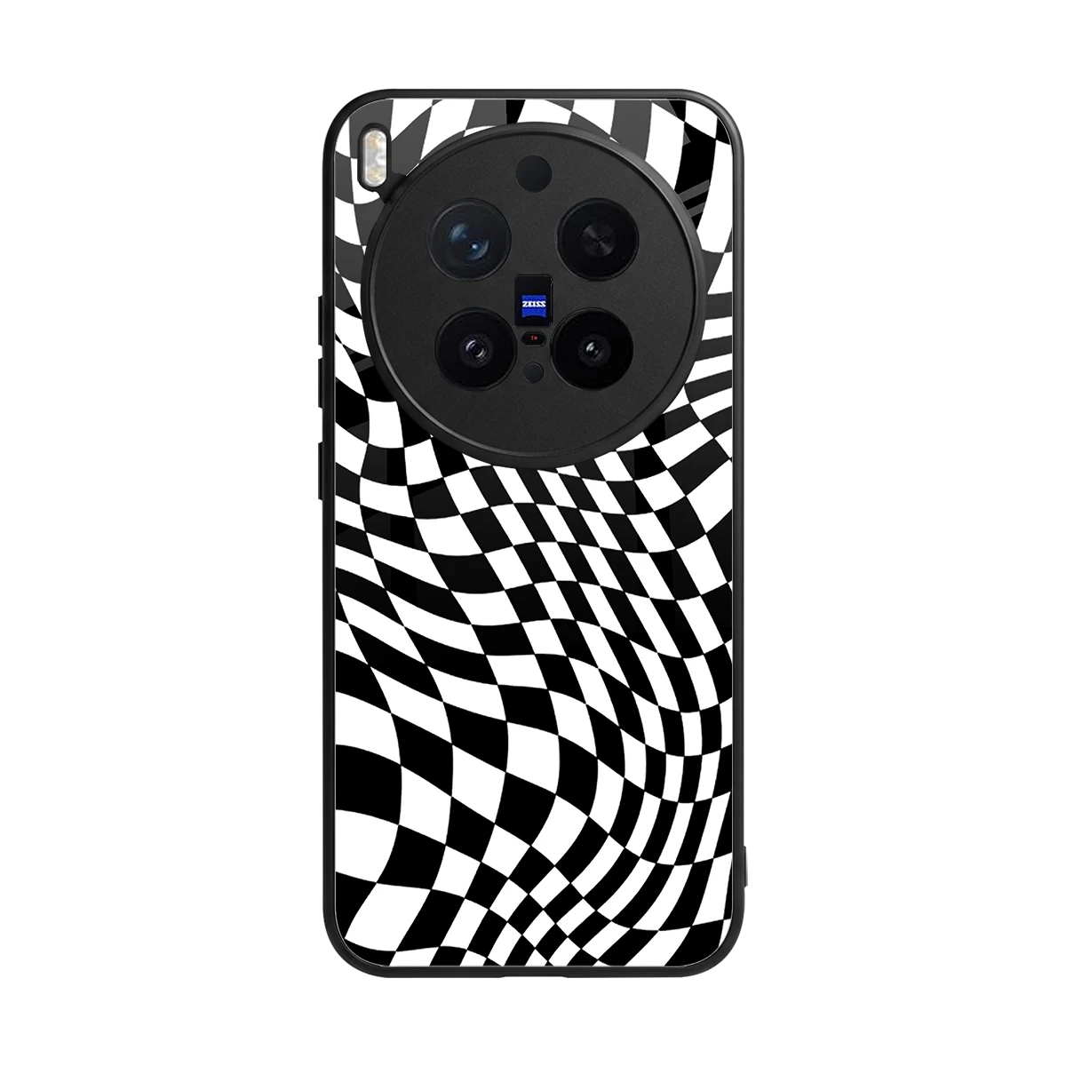 Trippy BW Checkers back phone cover | glass case for vivo x300 pro