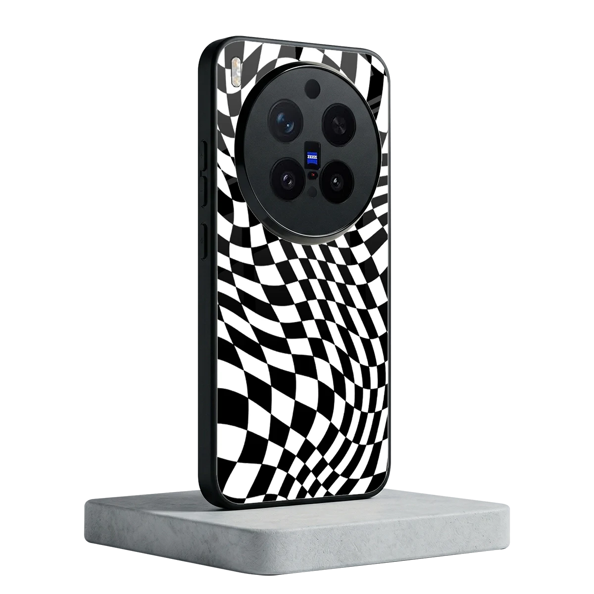 Trippy BW Checkers vivo x300 pro mobile cover | shockproof glass phone case