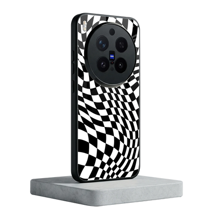 Trippy BW Checkers vivo x300 pro mobile cover | shockproof glass phone case