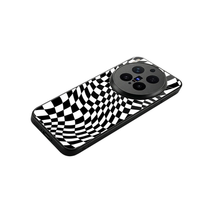 Trippy BW Checkers stylish phone case for vivo x300 pro | glossy glass and slim fit