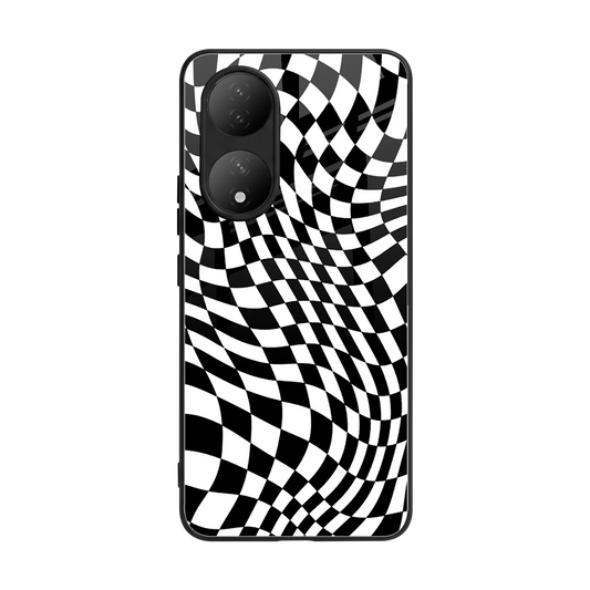 Trippy BW Checkers back phone cover | glass case for Vivo-y100