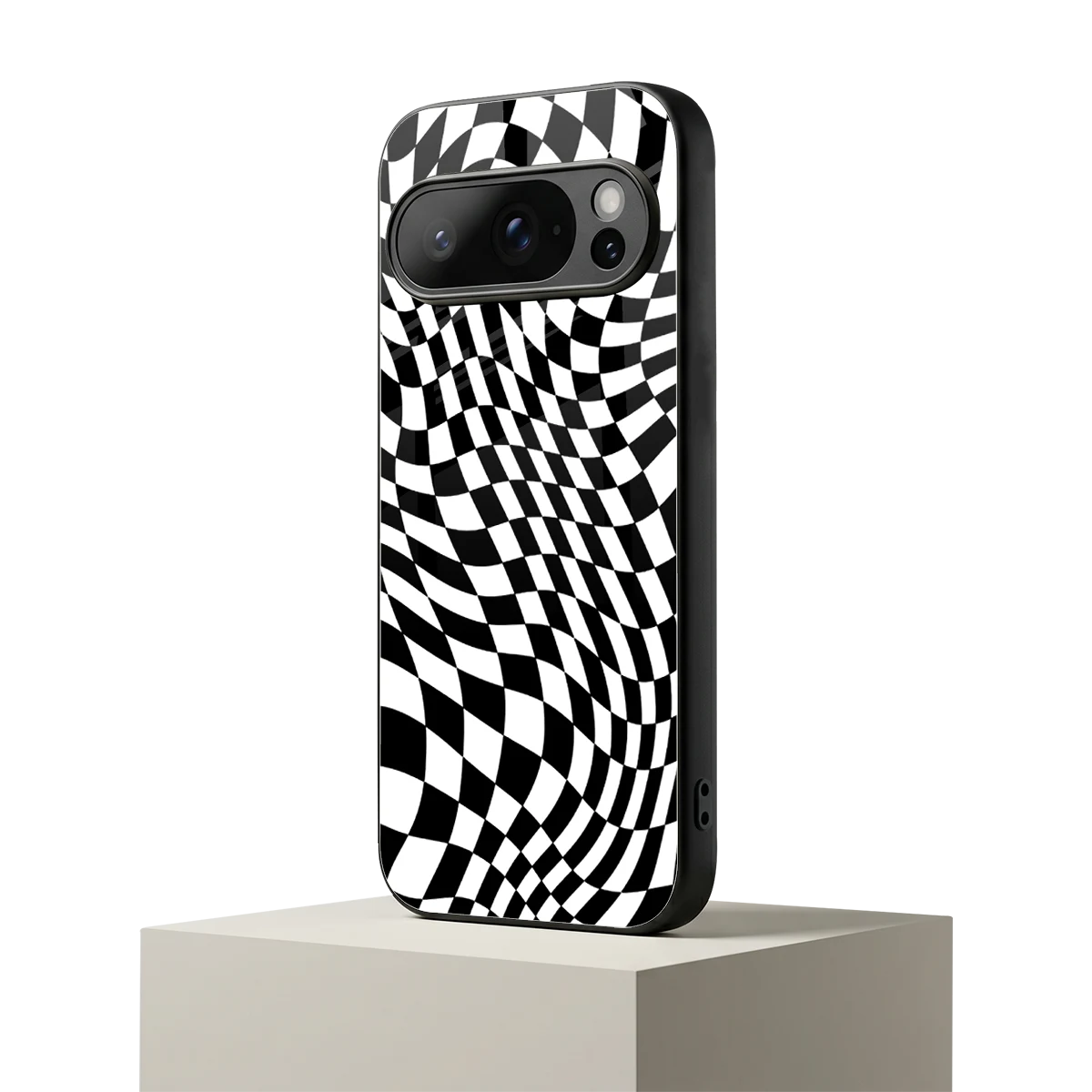 Trippy BW Checkers google pixel 10 pro mobile cover | shockproof glass phone case