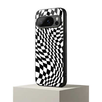 Trippy BW Checkers google pixel 10 pro mobile cover | shockproof glass phone case