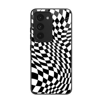 Trippy BW Checkers back phone cover | glass case for redmi 15 5g